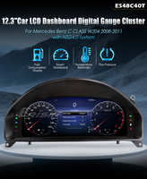 Erisin ES48C40T 12.3" LCD Dashboard Mobil untuk Mercedes-Benz C CLASS W204 2008-2011 dengan Sistem NTG 4.0 Panel Instrumen Digital HD
