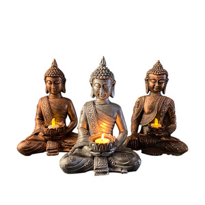 Escultura de <span class=keywords><strong>Buda</strong></span> de jardín Sentado Dioses Budda Estatuilla Resina Estatua de <span class=keywords><strong>Buda</strong></span> Portavelas Regalo Hogar Casa Decoración interior - Product Image 5