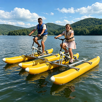 Hailebao Vélo aquatique à pédales pour 2 personnes, cadre en alliage d'aluminium, flotteur gonflable, vélo aquatique jaune, bateau à pédales flottant pour les sports nautiques