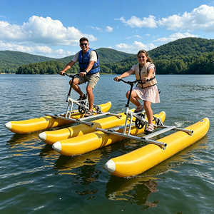 Hailebao Vélo aquatique à pédales pour <span class=keywords><strong>2</strong></span> personnes, cadre en alliage d'aluminium, flotteur <span class=keywords><strong>gonflable</strong></span>, vélo aquatique jaune, bateau à pédales flottant pour les sports nautiques - Product Image 4