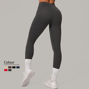 Legging Yoga Spandex/nilon elastis wanita, celana legging Yoga dan Bokong pinggang tinggi warna polos, cepat kering, Nyaman, ramah lingkungan, anti UV untuk wanita - Product Image 1