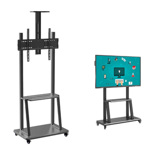 Supporto per Display Interattivo Mobile Personalizzato 65-86 Pollici Carrello Universale con Ruote Bloccabili Scaffale Autoportante in Metallo Carrello per Negozi - Product Image 1