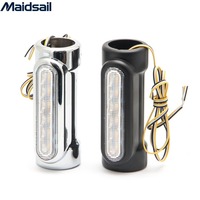 Quguang LED Lampu Ganda 2 Lensa Pelindung Mesin Sepeda Motor dengan Lampu Sein dan Indikator Kedip untuk Touring Sportster Dyna 32mm Garansi 1 Tahun