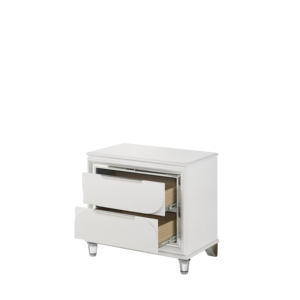 Tarian Pearl White Finish Nightstand With Two <b>Drawers</b> <b>For</b> Bedroom <b>Storage</b> - Product Image 4