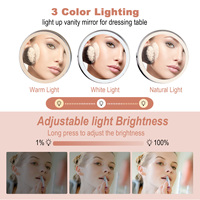 Miroir de rasage/cosmétique double face à LED, grossissement 1x 10x et lumières à intensité variable, écran tactile, miroir mural pour la douche