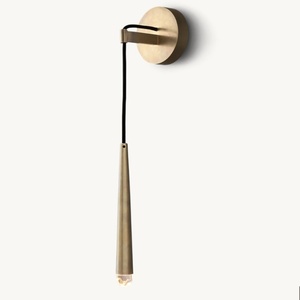 Factory Mid Modern Brushed Brass Teardrop Pendant <b>Wall</b> Sconce Hardwired - Product Image 3