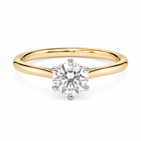 Bague de fiançailles solitaire en or 18 carats bicolore avec diamant taille brillant à 6 griffes, cadeau de mariage, vente en gros