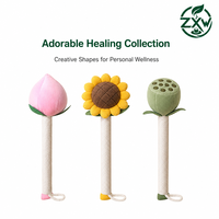 Marteau de massage créatif aux formes de fruits et fleurs (Pêche, Tournesol, Lotus) en armoise traditionnelle pour la santé des femmes
