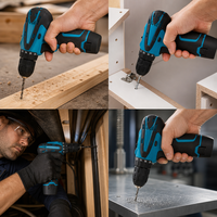 Perceuse-visseuse sans fil compacte 12V avec kit de tournevis, 2 batteries, mandrin sans clé 10mm, outil de bricolage domestique avec mallette CE RoHS