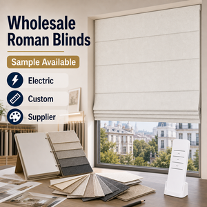 Fabricant OEM ODM de stores romains sur mesure, occultants, motorisés, en lin et polyester, vente en gros pour entrepreneurs et détaillants aux États-Unis - Product Image 1