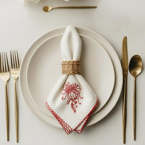Wholesale Custom Logo <b>Linen</b> Cotton Napkins Embroidered Hemstitch <b>Cloth</b> Dinner Napkins for Hotel Restaurant Catering - Product Image 1
