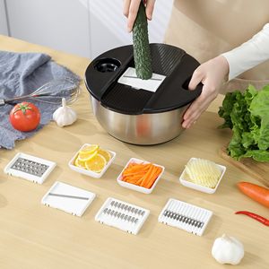Multifonction Fruits Légumes Grande <span class=keywords><strong>Essoreuse</strong></span> <span class=keywords><strong>à</strong></span> <span class=keywords><strong>salade</strong></span> en acier inoxydable 5L avec râpe - Product Image 2