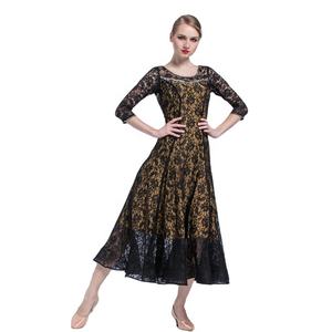 M-1708 למבוגרים בפועל מחול מודרני שמלת תחרה פרח ידידות ריקוד שמלת לאומי תרגול ריקודים סלוניים שמלת למכירה - Product Image 2