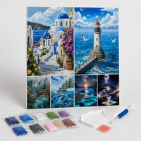 Kit de Peinture Diamant DIY Multi-Paysages Perles et Diamants Phare Océanique Santorin Décoration 3D en Perles et Strass Vente en Gros
