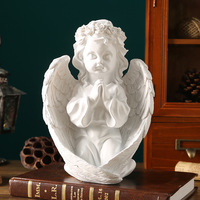 Ornements d'anges rétro de style européen, statue en résine et plâtre américaine, petite fille ange blanche, accessoires de décoration de bureau pour mariages