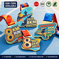 Medali Maraton Kustom Enamel Pita Penghargaan Lari OEM ODM Produsen Grosir Logo Kustom Produksi Acara Lomba