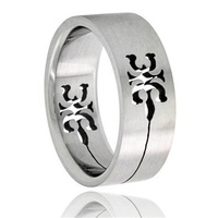 Laiwu — bague Tribal Gecko en acier inoxydable, symbole creux découpé, Double face, personnalisé, brossée, pour hommes