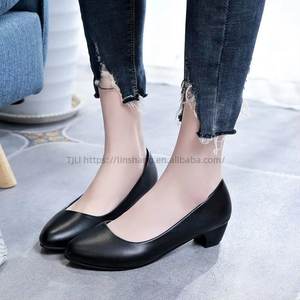 Zapatos de Tacón Alto Profesionales para Mujer, con Suela de Cuero Negro, Superficie Suave, para Entrevistas y Trabajo - Product Image 1