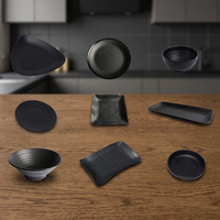 Ensembles de vaisselle en mélamine jetables écologiques noires avec style occidental de la technique du gel pour le restaurant et la cuisine