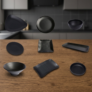 Ensembles de vaisselle en mélamine jetables écologiques noires avec style occidental de la technique du gel pour le restaurant et la cuisine - Product Image 2