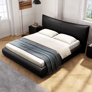 ATUNUS Italian Minimalist High-End Leather Bed French Double Bed Modern Simple King Queen Size Master Bed