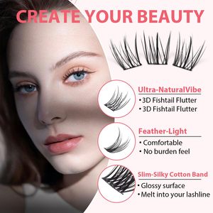 DIY Eyelash Extension 8 <b>Clusters</b> Bonded Individual <b>Lash</b> Natural <b>Lashes</b> Set Fan Eyelashes Extension <b>Lashes</b> Pack - Product Image 4
