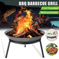 Barbecue d'extérieur rond en fer noir avec support et pique-foyer, écologique, fourni directement par l'usine