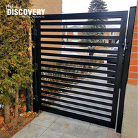 Porte d'entrée de jardin à lattes en aluminium, design moderne, portail coulissant en aluminium pour piétons et clôtures