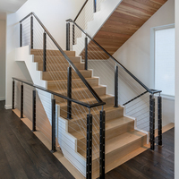 Balustrade décorative en câble d'acier inoxydable fin et discret pour escalier de villa moderne