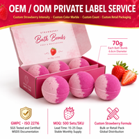 Ensemble de bombes de bain naturelles artisanales à la fraise, 6 pièces, 70g, rose, expérience de bain relaxante et aromatique, label OEM