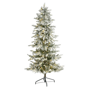 6,5 pieds. <span class=keywords><strong>Sapin</strong></span> de Noël <span class=keywords><strong>artificiel</strong></span> en <span class=keywords><strong>sapin</strong></span> de Nova Scotia floqué, fin et élégant, avec 300 lumières LED blanc chaud et 699 branches pliables - Product Image 1
