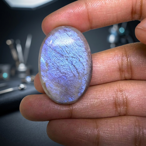 Pierres précieuses d'affection : Cabochon ovale de pierre de lune africaine de haute qualité, pierre précieuse naturelle pour la fabrication de bijoux, pierres lâches à changement de couleur 43 - Product Image 3