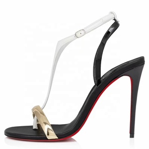 Sandales à talons hauts pour femme, grande taille 45, multicolores, à bride en T, à bout fermé, à bride unique, à talon aiguille, pour soirée, coupe large - Product Image 3