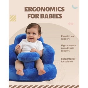 Siège gonflable pour bébé en PVC avec housse en tissu doux 52*50*38 CM avec support dorsal pour le jeu, la position assise et l'alimentation du bébé - Product Image 5