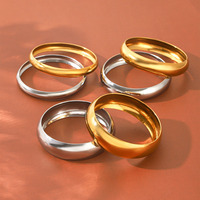 Bracelet jonc lisse poli en acier inoxydable 316L plaqué or PVD 18 carats, étanche, toutes occasions, vente en gros