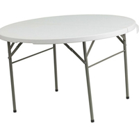 Table de banquet ronde pliable de 4 pieds en HDPE moulé par soufflage pour 8 personnes, location pour événements