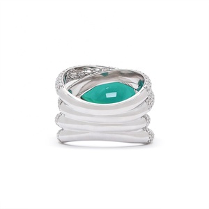화려한 실버 링 10x15mm 배 컷 랩 Moissanite 링으로 자란 에메랄드 - Product Image 3