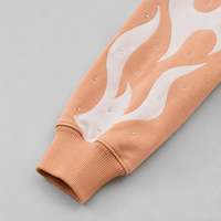 Fabricant de vêtements personnalisés OEM ODM : Sweat à capuche zippé pour homme en molleton bouclette avec motif flamme et strass, style streetwear