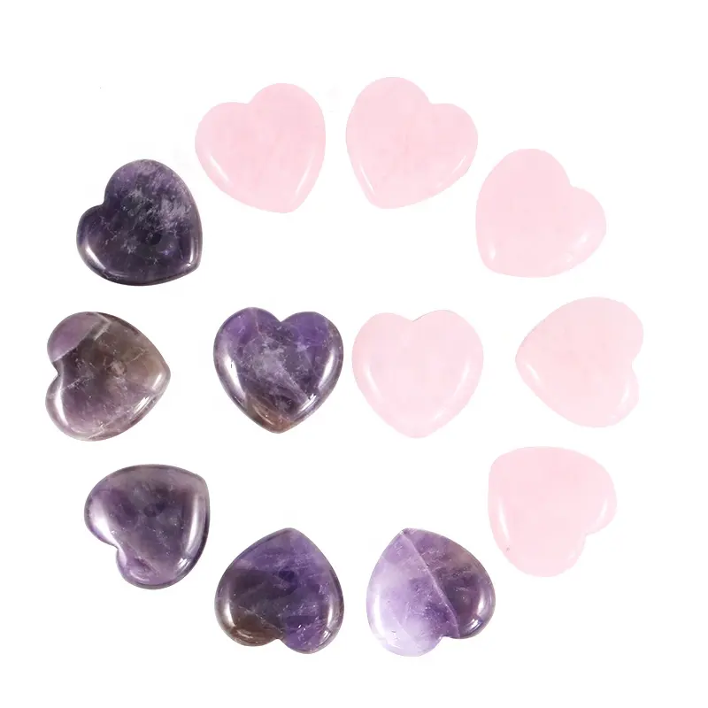 Disesuaikan 20X8Mm Hati Alami Kuarsa Mawar Batu Kecubung Bentuk Hati Dipoles Cinta Pink Batu Kecubung Hati