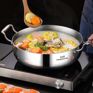 Olla <span class=keywords><strong>de</strong></span> Acero Inoxidable para Hot Pot, Olla <span class=keywords><strong>de</strong></span> Sopa <span class=keywords><strong>de</strong></span> Triple Fondo Extra Grueso, <span class=keywords><strong>Vaporera</strong></span> <span class=keywords><strong>con</strong></span> <span class=keywords><strong>Tapa</strong></span> <span class=keywords><strong>de</strong></span> <span class=keywords><strong>Vidrio</strong></span>, Grande - Product Image 5