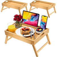 Convient aux ordinateurs portables jusqu'à 17.3 pouces Plateau de lit en bambou Bureau pour ordinateur portable Table pour lit avec support de téléphone avec poignées