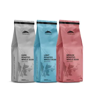Sacola de café reutilizável reciclável embalagem, sacola de café impressa personalizada 12oz 250g 500g 1kg