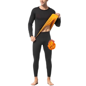 Ouruikia Ensemble de sous-vêtements thermiques pour homme, doublure polaire, sous-couche <span class=keywords><strong>thermique</strong></span> à manches longues en polyester élasthanne, pantalon <span class=keywords><strong>thermique</strong></span> long - Product Image 1