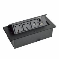 Prise de table escamotable personnalisée BNT IP44 16A avec 2 prises UK, ports USB Type-C et RJ45 pour tables de conférence et cuisines