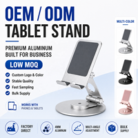 Support de tablette rotatif à 360° en alliage d'aluminium, pliable, pour bureau, support de tablette OEM ODM avec logo personnalisé pour les acheteurs en gros