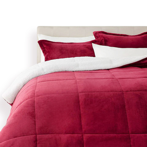 KOSMOS Solid Color Ultra-Soft Minky Fleece Sherpa Reversible <strong>Comforter</strong> Wholesale Queen <strong>Bed</strong> <strong>Comforter</strong> Sets Velvet Bedding Sets - Product Image 2