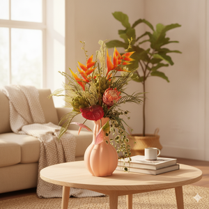 Arrangement floral tropical rouge orangé chaud, <span class=keywords><strong>bouquet</strong></span> artificiel <span class=keywords><strong>de</strong></span> <span class=keywords><strong>fleurs</strong></span> <span class=keywords><strong>de</strong></span> paradis et <span class=keywords><strong>de</strong></span> protea pour la décoration <span class=keywords><strong>de</strong></span> mariage hawaïen bohème en bord <span class=keywords><strong>de</strong></span> mer - Product Image 3