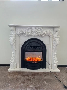 Indoor classico francese di lusso intagliato in marmo di natale camino Surround <span class=keywords><strong>scultura</strong></span> con fantasia moderna curva bianca Design - Product Image 3