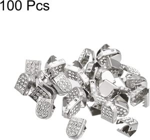 Uxcell Embouts de lacets en acier inoxydable X mm, sans nœud, type Bling, couleur argent, pièces - Product Image 3