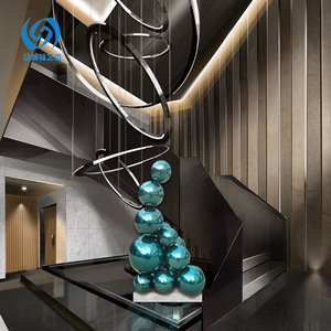Creative Stainless Steel <b>Ball</b> Combination Ornament Floor Mount Abstract Geometric Contemporary Sculpture for Hotel Lobby - Product Image 1